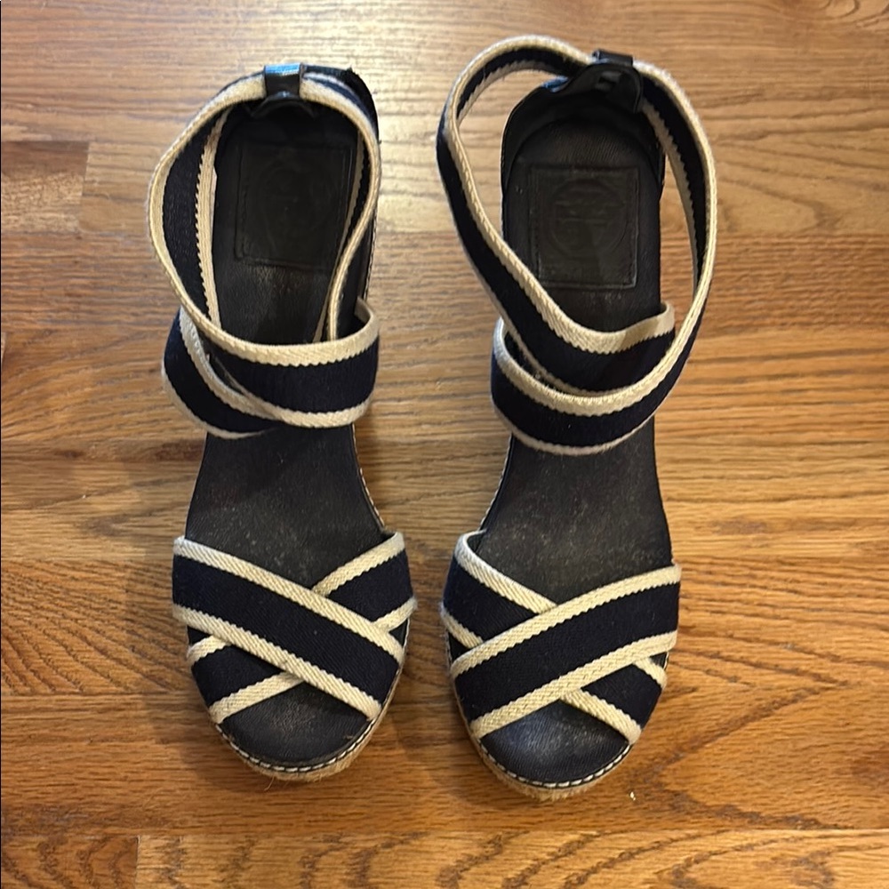 Navy and White Strappy Women's Sandals